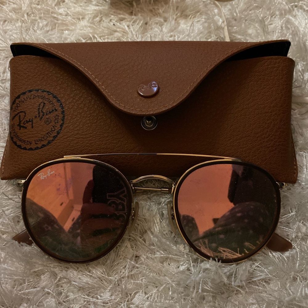 Like New Rayban Double Bridge Pink Sunglasses